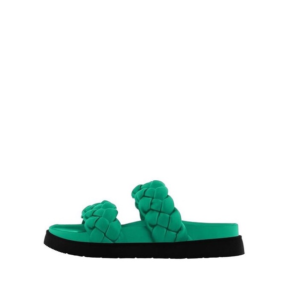 Pieces Vegan Braided Green Leather Sandals Size 40 women’s (size 9) - Picture 2 of 4